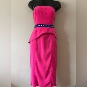 CELEB Boutique Pink peplum strapless Dress
Size small